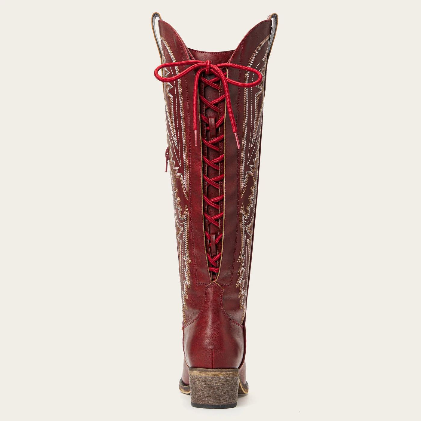 The Withersteen – Red Tall Cowgirl Boots with Bold Embroidery and Lace ...