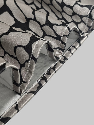 Long Sleeve Loose Buttoned Contrast Color Snakeskin Printed Lapel Blouses & Shirts Tops