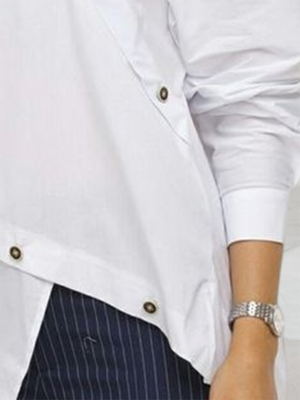 Long Sleeve Asymmetric Buttoned Split-Front Blouses & Shirts Tops