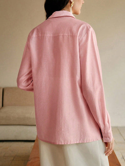 Long Sleeve Applique Split-Joint Lapel Blouses & Shirts Tops