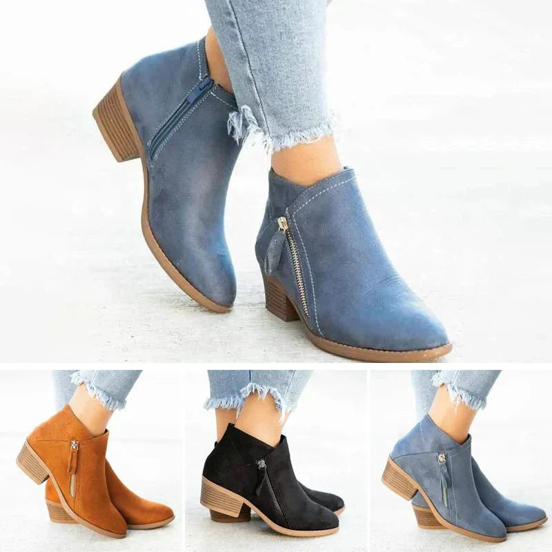 Women's ankle boots – side-zip design with low heel – Lennox And Gray
