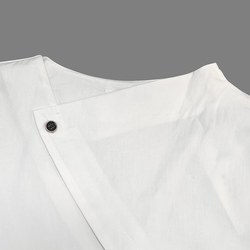 Long Sleeve Asymmetric Buttoned Split-Front Blouses & Shirts Tops
