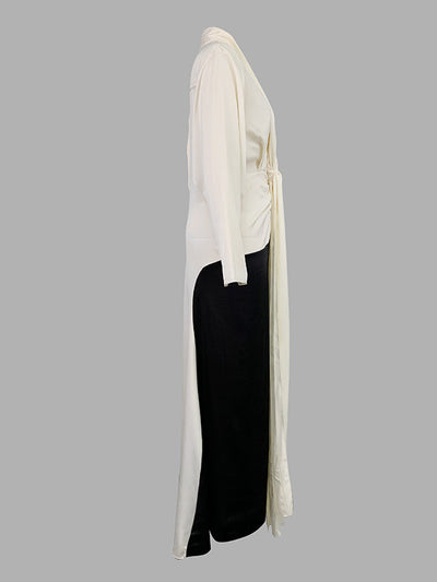 Long Sleeve Loose Contrast Color V-Neck Evening Maxi Dress