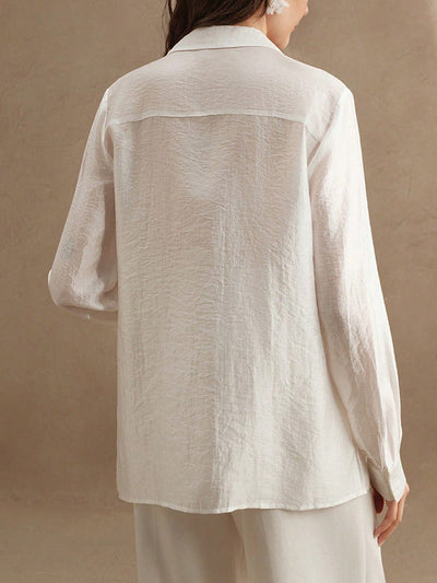 Long Sleeve Applique Split-Joint Lapel Blouses & Shirts Tops