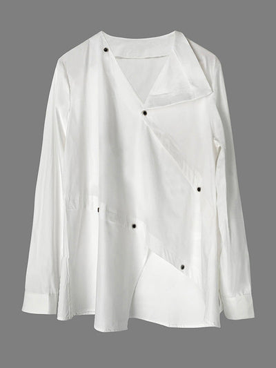 Long Sleeve Asymmetric Buttoned Split-Front Blouses & Shirts Tops